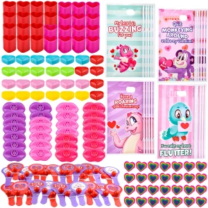 140Pcs Valentines Day Stationery Set with Treat Bags for Kids