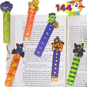 144Pcs 6 Designs Halloween Ruler Bookmark
