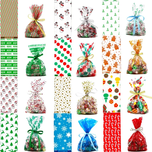 144pcs Christmas Cellophane Goodie Bags