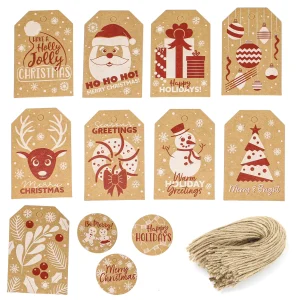 144pcs Assorted Kraft Paper Gift Tags with Prints