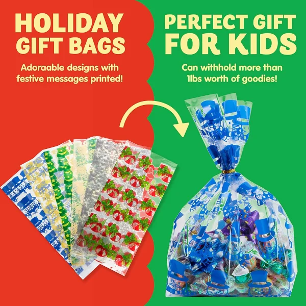 144pcs Christmas Cellophane Goodie Bags