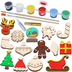 14pcs Kids Wood Magnets Arts & Crafts Painting Kit