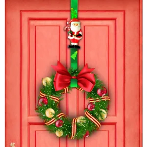 Christmas Metal Wreath Hanger with Santa Claus 15in