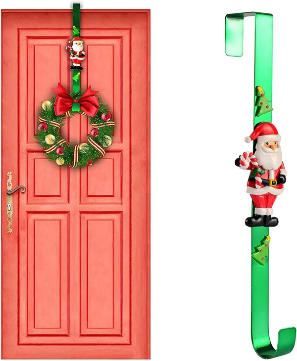 Christmas Metal Wreath Hanger with Santa  15in