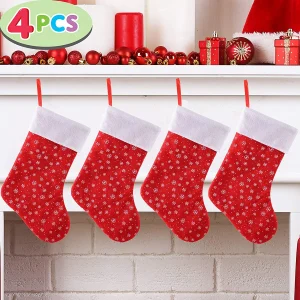 4Pcs Felt Christmas Stockings 15in