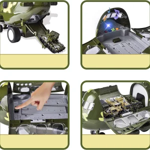 15Pcs Military Friction Powered Transport Cargo Airplane Toy Set