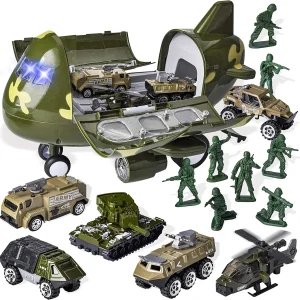 15 Piece Military Friction Powered Transport Cargo Airplane Toy
