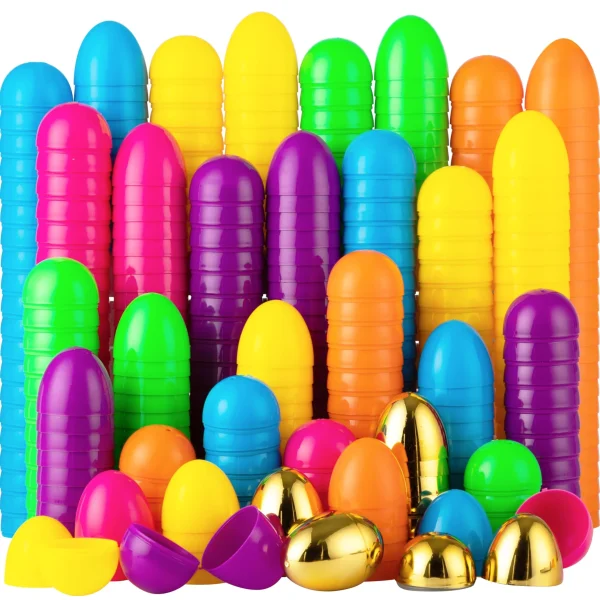 150Pcs Bright Solid Assorted Colors and Golden Easter Egg Shells 2.3in (7)