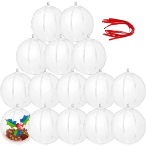 15pcs Christmas Clear Plastic Fillable Ornaments