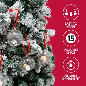 15pcs Christmas Clear Plastic Fillable Ornaments