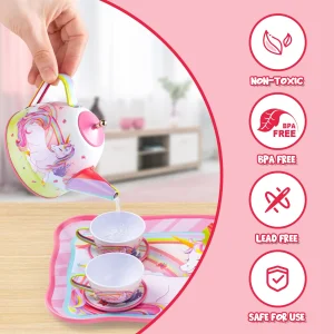 15pcs Girls Unicorn Tin Teapot Playset