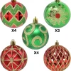16pcs Red Green & Gold Christmas Ornaments
