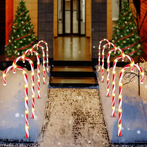 12pcs Christmas Candy Cane Pathway Markers 17in
