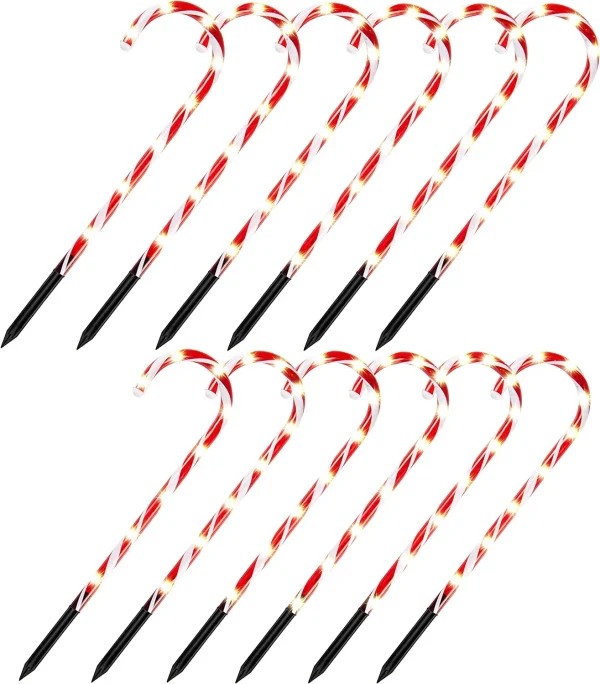 12pcs Christmas Candy Cane Pathway Markers 17in