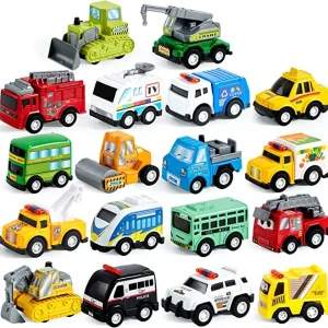 18pcs Pull Back Toy Cars and Vehicles Set