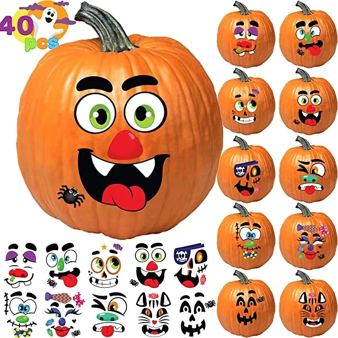 40Pcs Halloween Pumpkin Sticker Faces