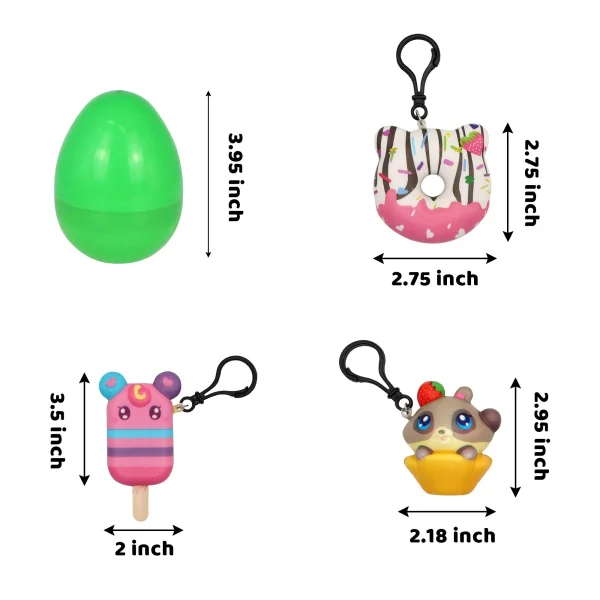 18Pcs Dessert Soft and Yielding Keychains Prefilled Easter Eggs