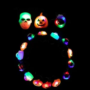 18pcs Halloween LED Glow in the Dark Rings