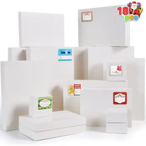 18pcs Christmas White Shirt Boxes with Gift Tag Stickers
