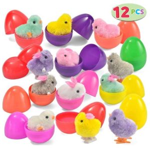 Easter Wind-up Bunny & Chicken Prefilled Easter Eggs, 12 Pack