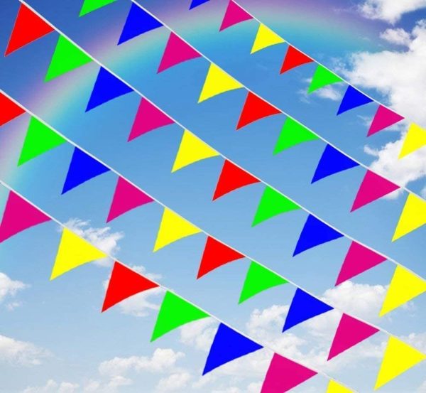 375 ft Fiesta Pennant flags in 5 Colors, 300 Pcs