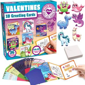 36 Packs Valentine’s Greeting Cards with Puffy Stickers Card Set for Kids