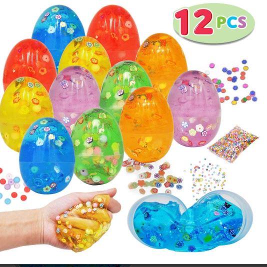 12pcs Prefilled Easter Eggs with Iridescent Slime