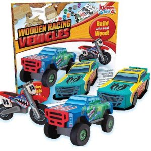 Wooden Racing Vehicles Construct and Paint Craft Kit,144 Pcs – KLEVER KITS