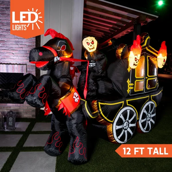 12ft Long LED Halloween Inflatable Carriage