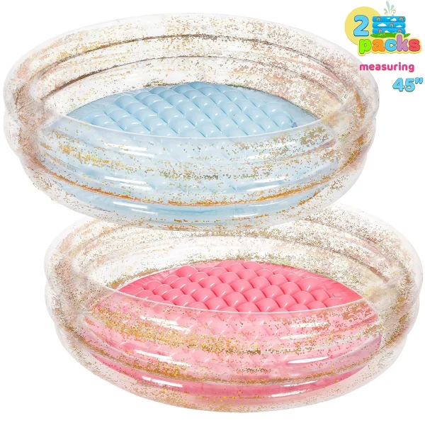 2pcs 45in Inflatable Transparent Glitter Kiddie Pool