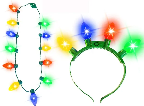 2pcs Christmas Light Necklace & Headband Accessories