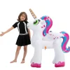 Kids 2pcs inflatable ride a unicorn costume Sprinkler