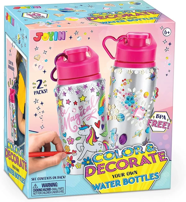 2 Pcs Color and Decorate Your Own Water Bottles