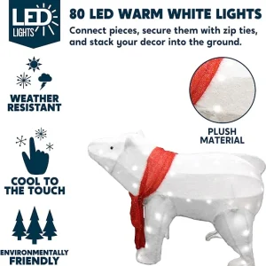 2Pcs Plush Polar Bears LED Yard Lights