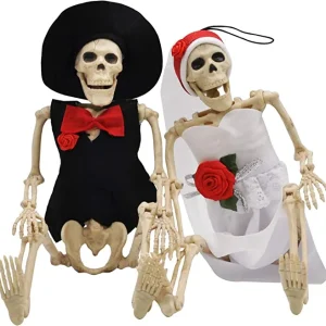2Pcs Poseable Bride And Groom Full Body Skeleton 16in