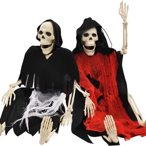 2pcs Halloween Skeleton Grim Reaper Decoration 16in