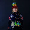 2pcs Christmas Tree LED Light Up Beanie Cap & Scarf