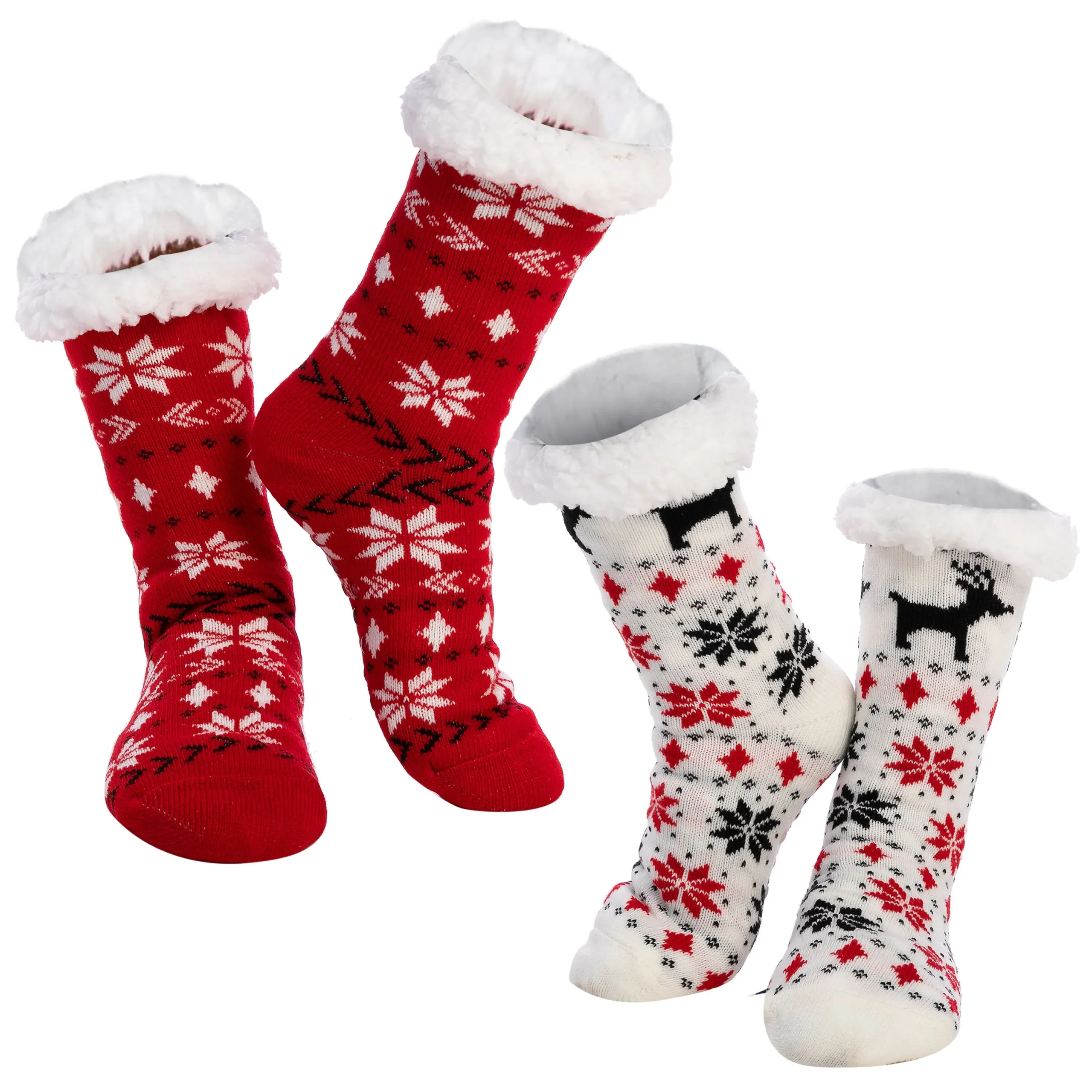 Best 2pcs Women's Red Soft Fuzzy Slipper Socks