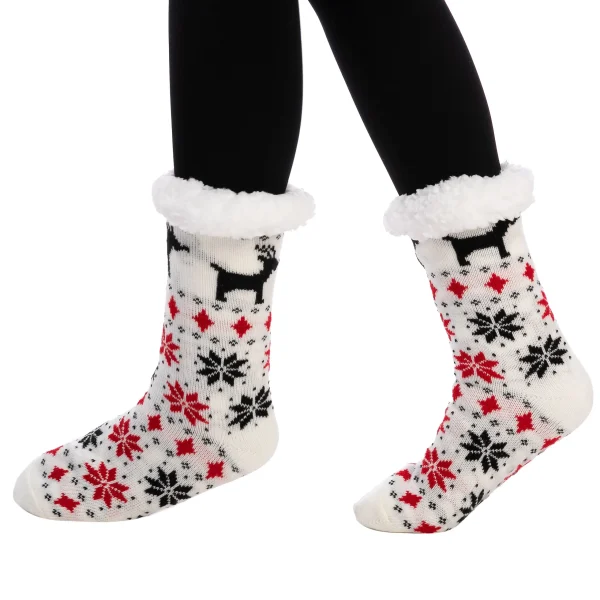 2pcs Women's Red Soft Fuzzy Slipper Socks