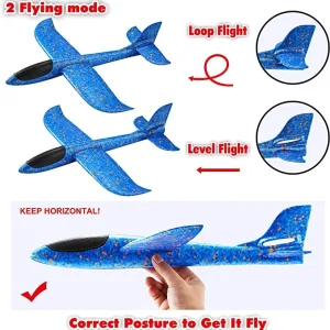 2Pcs Foam Airplanes and Parachute Toy Combo Set