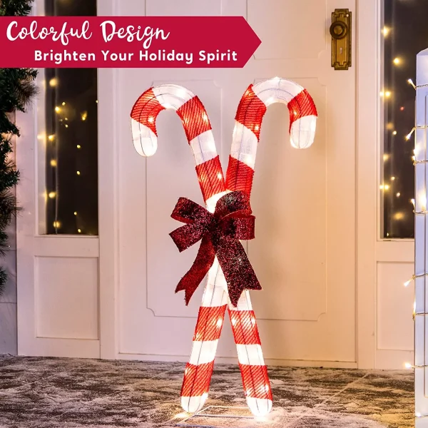2.8ft Tinsel Candy Canes Christmas LED Yard Light