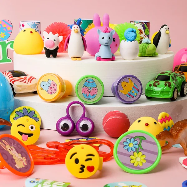 Fun 200pcs Filled Easter Eggs with Toys and Stickers 2.4in