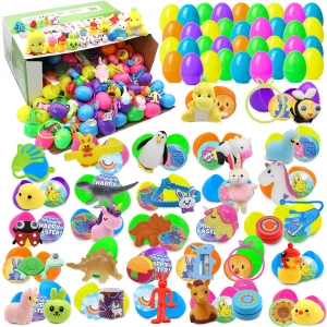 200Pcs 2.36in Cute Toys and Stickers Prefilled Easter Eggs for Easter Egg Hunt