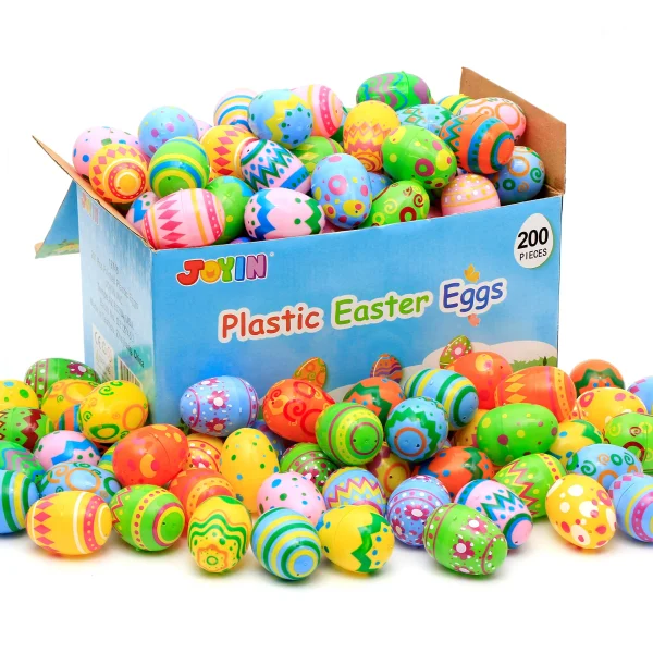 200Pcs Printed Plastic Easter Egg Shells 2.3in