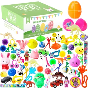 200Pcs 2.4in Toys and Stickers Prefilled Easter Eggs for Easter Egg Hunt