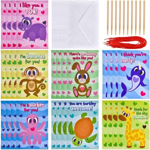 28 Pcs Animal Scratch off Cards with Sticks and White Envelopes