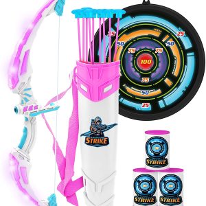 White Bow and Arrow Archery Toy Set with Flashing LED Lights