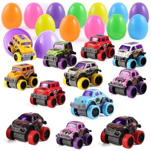 12 Piece 3.8 Pullback Monster Cars Filled Easter Eggs