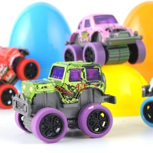 12pcs Easter Eggs Filled with Monster Pull Back Cars 3.8in