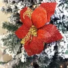 22pcs Glittered  Christmas Artificial Poinsettias with Clips